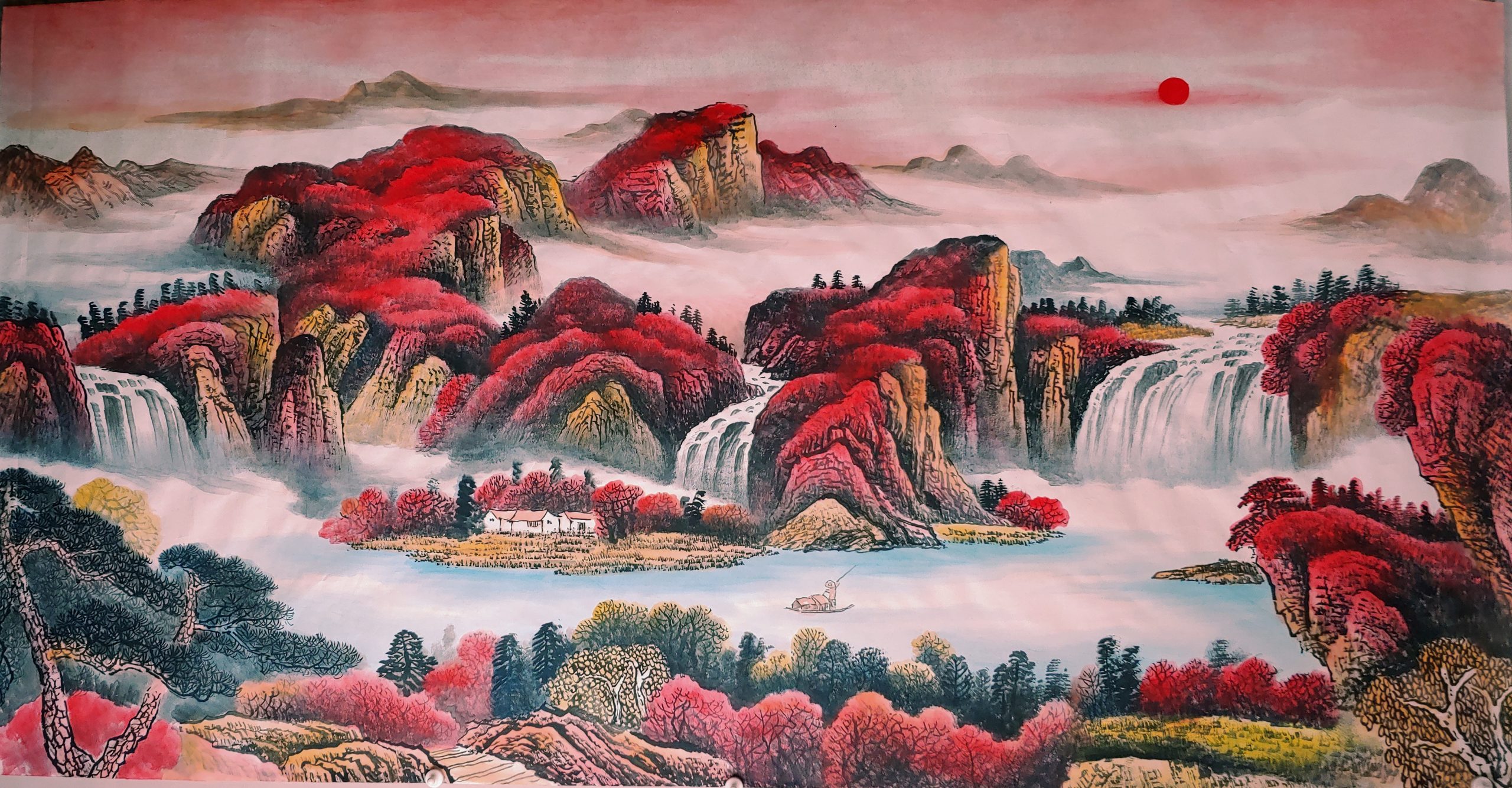 Over the homeland’s rivers and mountains, a radiant sea of red blooms