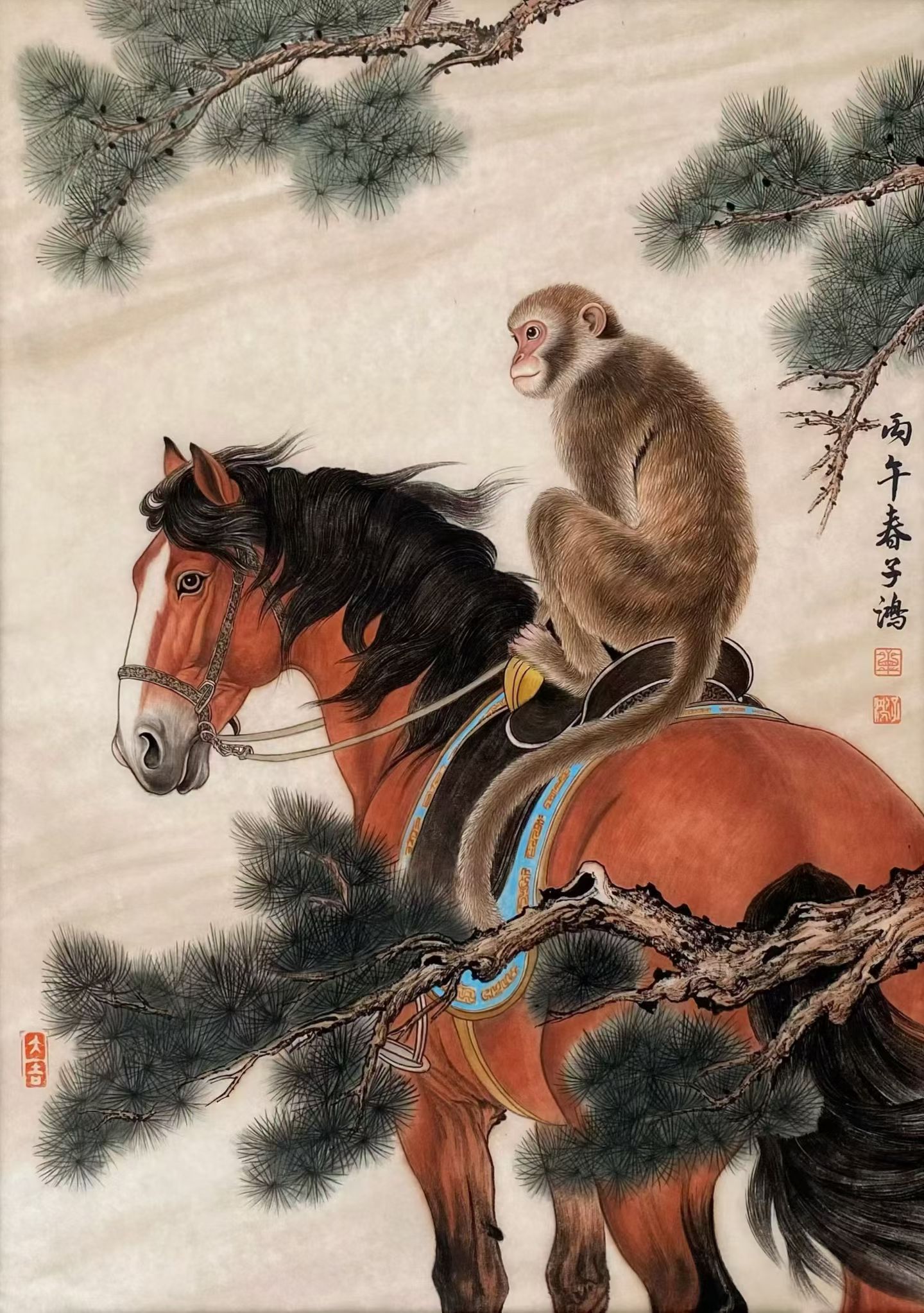Painting of Horse and Monkey for Prompt Promotion